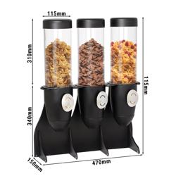 Distributeur de céréales - triple - Ø 115 mm - Noir - distribution rotative
