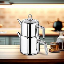 Çay Demliği Seti - 1,3L - Paslanmaz çelik - Tüm ocak tipleri, indüksiyon dahil ile uyumlu