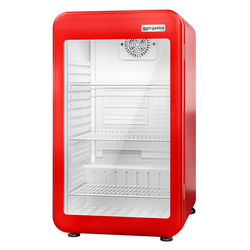 Mini hűtőszekrény - 113 literes - 1 üvegajtóval - piros színű