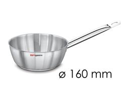 Padella sauté con manico professionale - Acciaio inox 18/10 - forma conica - 0,75L - Ø 160mm - Altezza: 60mm - per induzione - con manico resistente al calore