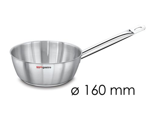 Padella sauté con manico professionale - Acciaio inox 18/10 - forma conica - 0,75L - Ø 160mm - Altezza: 60mm - per induzione - con manico resistente al calore