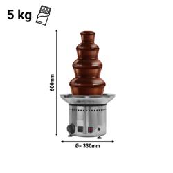 Fontana di cioccolato PROFESSIONALE - 150W riscaldamento + 80W motore - 4 livelli - Capacità max 5kg - Altezza 600mm - Ø330mm