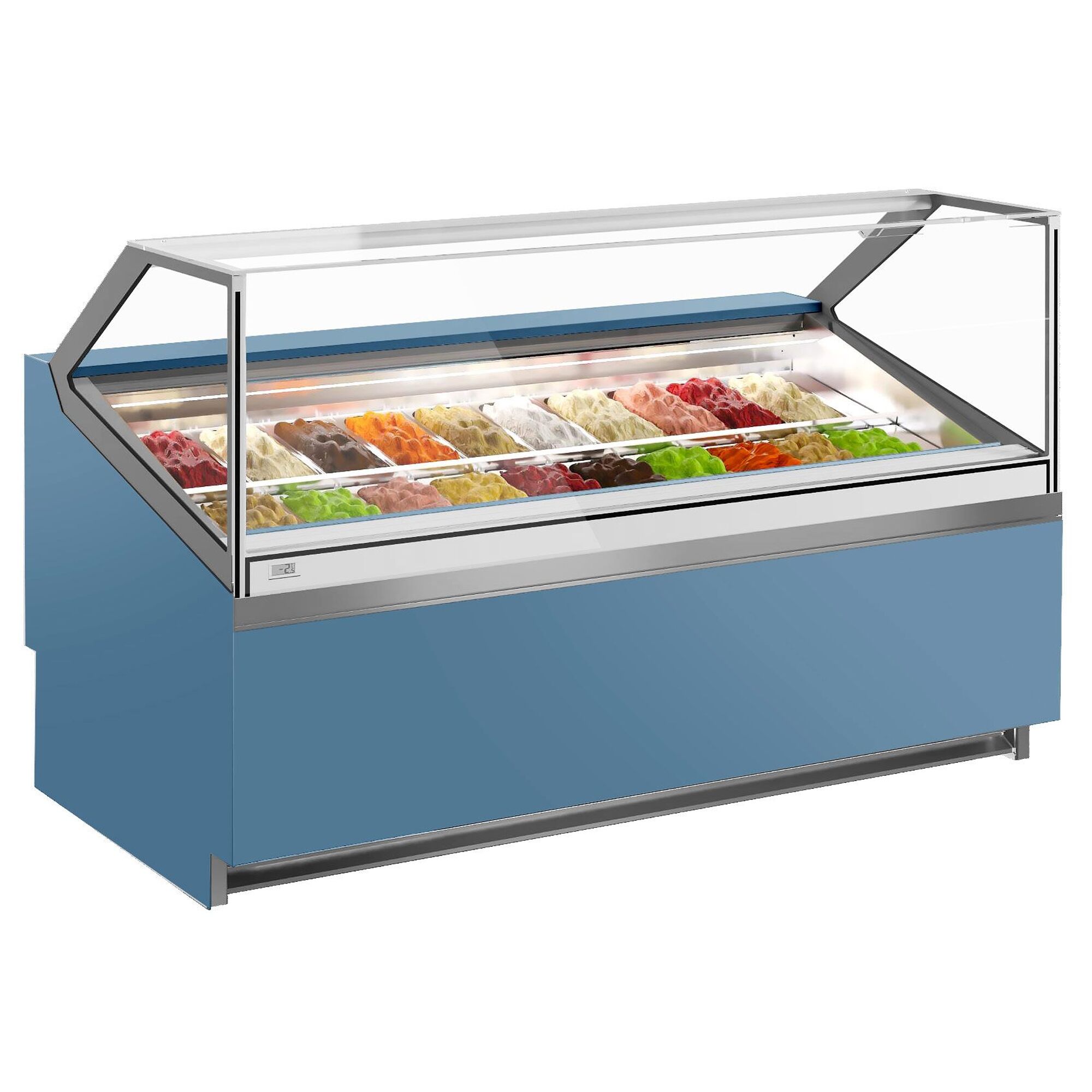 Vetrina Gelato IVY - 1875mm - Circolazione dell'aria - per 20x contenitori per gelato da 5 litri - Blu