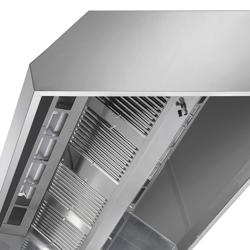 Mennyezeti elszívóernyő - 3000 mm - motor nélkül, külső ventilátorhoz - labirintus zsírfogó szűrővel - LED világítással - 3000x2200x450 mm