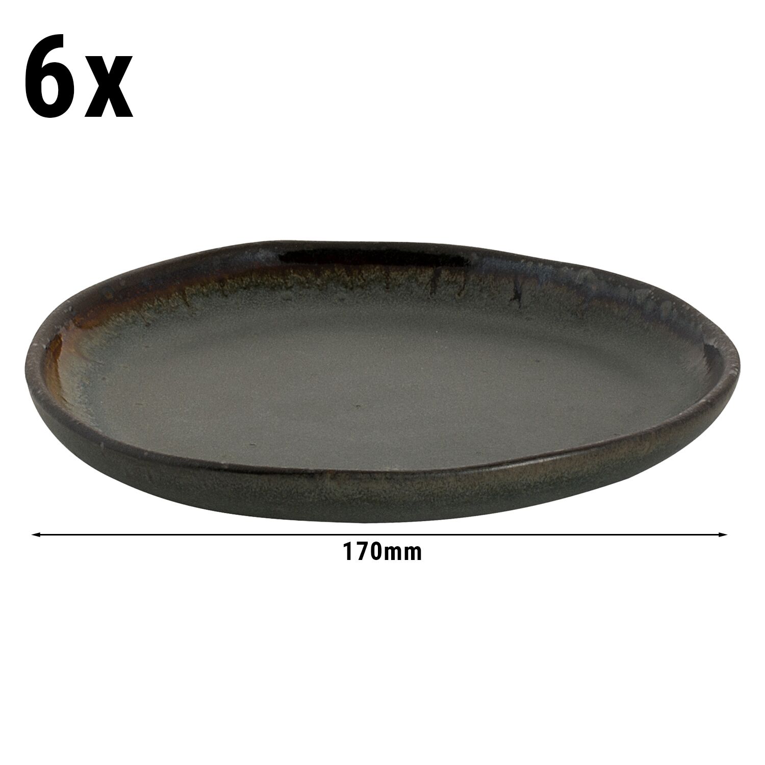(6 Pièces) DAVIDE - Assiette - Plate - Ø 170 mm - Marron