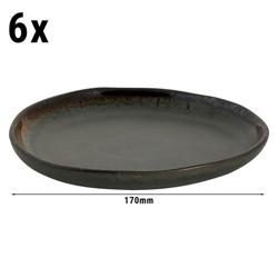 (6 pcs) DAVIDE | Plate - flat - Stoneware - Ø170mm - Brown