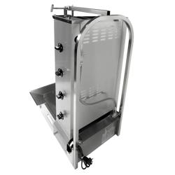 Gas Doner Kebab Grill (Shawarma/Gyros) - 4 Burner - up to 60kg - 13kW - Countertop - incl. 2 splash guards & 2 double doors