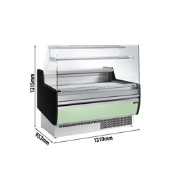 Koeltoonbank - 1310x953mm - 144 liter - front hellgroen - met 2 deuren - met 1 legroosters - rechte ruit