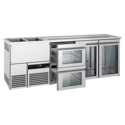 Barkoelkast PREMIUM - 2500x700mm - 2 glazen deuren & 2 laden