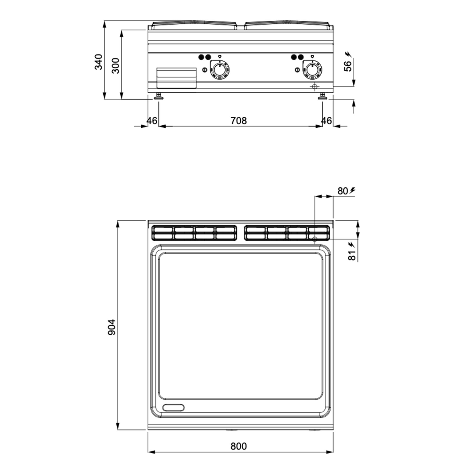 Plaque de cuisson électrique - 13,2 kW - lisse