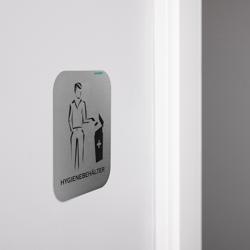AIR-WOLF | Plaque de porte "Récipient hygiénique" - autocollant - inox 