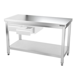 Table de travail en inox PREMIUM - 1400x600mm - avec fond de base & entretoise	