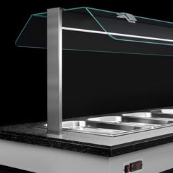 Banco buffet professionale caldo BELFAST - 1600mm - con bagnomaria - su ruote - per 4x GN 1/1 - Nero - Self Service