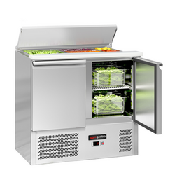 Saladette ECO - 903mm - 2 deuren - met invoer voor 2x GN 1/1 & 3x GN 1/6 & Roestvrijstalen deksel