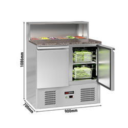 Saladette ECO - 903mm - 2 deuren - met roestvrijstalen opzetstuk voor 5x GN 1/6