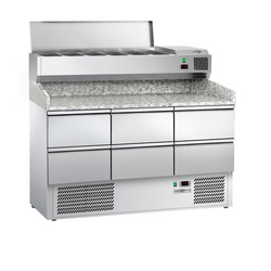 Pizza hűtőasztal ECO - 1400x700mm - 6 fiókkal 1/2