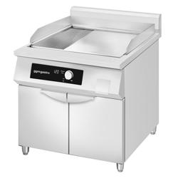Commercial Induction Griddle - with Digital Controls - 10.0kW - Smooth/Ribbed Plate (half & half) - with Cabinet Base - 2 Doors