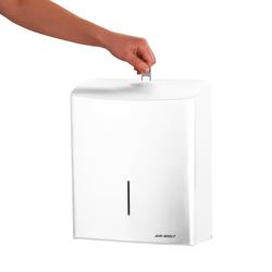 AIR WOLF | Kağıt Havlu Dispenseri - 600 havlu için - paslanmaz çelik - beyaz