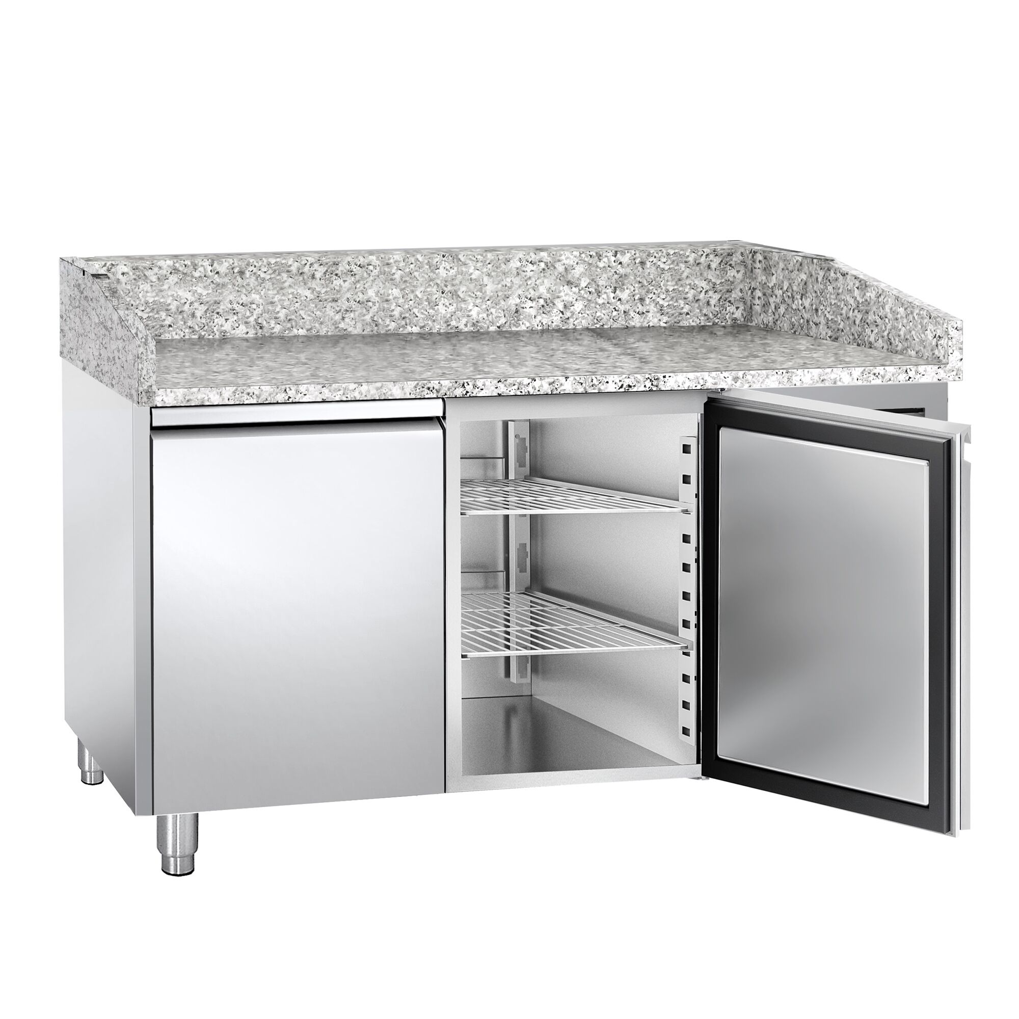 Banco pizza refrigerato ECO - 1500x800mm - con 2 porte - piano in granito