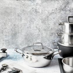 DEMEYERE| Atlantis 7 Braising Pan – Ø 24 cm - 7‑Ply Base - Pouring Rim - Helper Handle - Induction Ready - No Lid