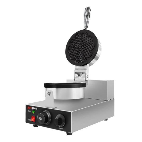 Waffle iron - Single - Manual - 1.3 kW - Shape: Heart-shaped
