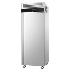Armoire pâtissière négative Inox AISI 304 PREMIUM - EN 600 x 800 - 612 L - avec 1 porte & Glissières pâtisserie - Noire - Roulettes