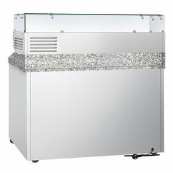 Pizza hazırlık tezgahı PREMIUM- 1400x700mm - 6 çekmeceli 1/2 - GN 1/4 soğutmalı vitrin dahil