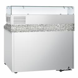 Pizzawerkbank PREMIUM - 1400x700mm - met granieten werkblad - met 3 deuren - incl. glasvitrine - 6x GN 1/4