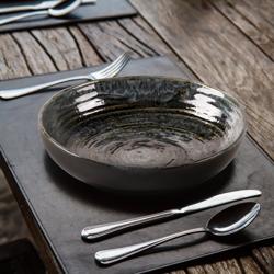 (6 pcs) METALLIC - Assiette creuse - Porcelaine - Ø260mm - Argent