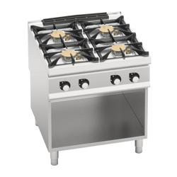 Cucina a gas professionale - PAOLO 900 - 800x900x940mm - 40,0 kW - 4 fuochi - su vano aperto - alta potenza