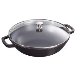 STAUB | SPECIALITIES - Wok con coperchio in vetro - Ø 300mm - Ghisa - Nero