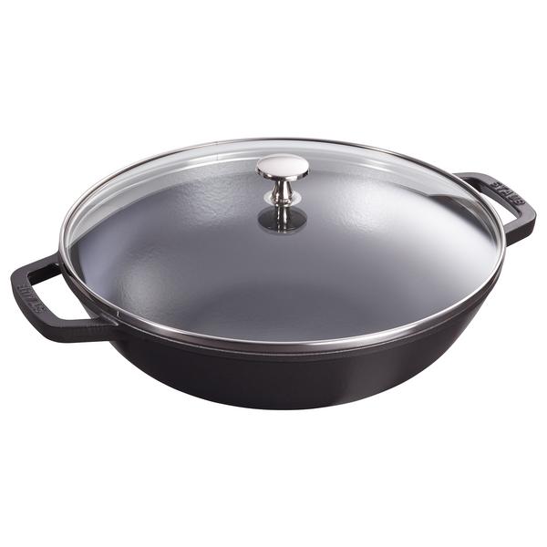 STAUB | SPECIALITIES - Wok met glazen deksel - Ø 300mm - Gietijzer - Zwart