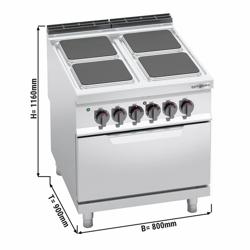 Elektrisch fornuis - Lorenzo 900 - 800x900mm - 14,0 kW - 4 platen - incl. elektrische statische oven - 7,5 kW