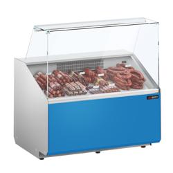 Chladicí pultová vitrína - 944x979x1323 mm - 200 l - Barva tmavě šedá - Přední panel světle modrá