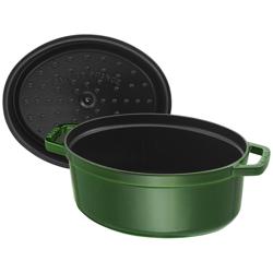STAUB | Cocotte Oval Enamelled Cast Iron Casserole Dish – 290 mm Oval – Basil Green