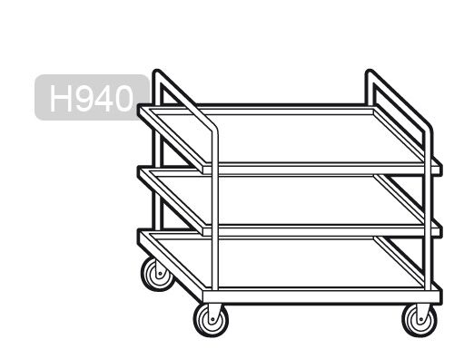 Chariot de service – 1200x600 mm – avec 3 surfaces de rangement