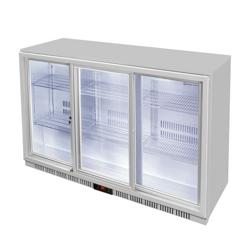 GASTRO-COOL | Banco Frigo Bar - 1350mm - 312 litri - con 3 porte scorrevoli in vetro - Argento