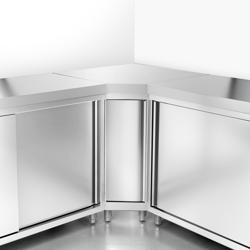 Edelstahl Arbeitsschrank PREMIUM - 1600x700mm - mit 3 Schubladen rechts ohne Aufkantung