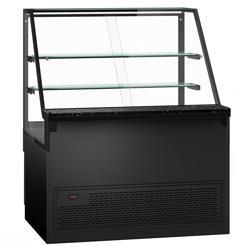 Banco gastronomia professionale TORONTO - 1300x880mm - Ventilata - 120 L - Doppi vetri - Colore Nero - con 2 ripiani - piano di lavoro in granito nero