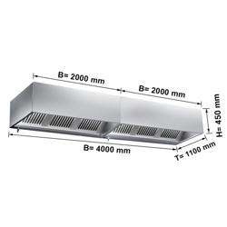 Commercial Wall-Mounted Extractor Hood – 4000mm – with Baffle Filters & LED Lighting