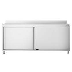 Nerezová pracovní skříňka PREMIUM - 2000x800 mm - s posuvnými dveřmi - se zadním lemem