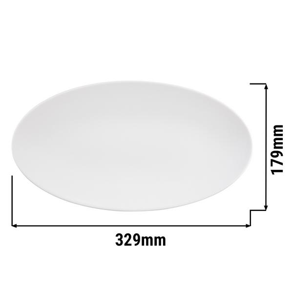 (2 pieces) SELTMANN WEIDEN | Oval Coupe Serving Platter – 330x180 mm - White High-Gloss Porcelain - Microwave & Oven Safe