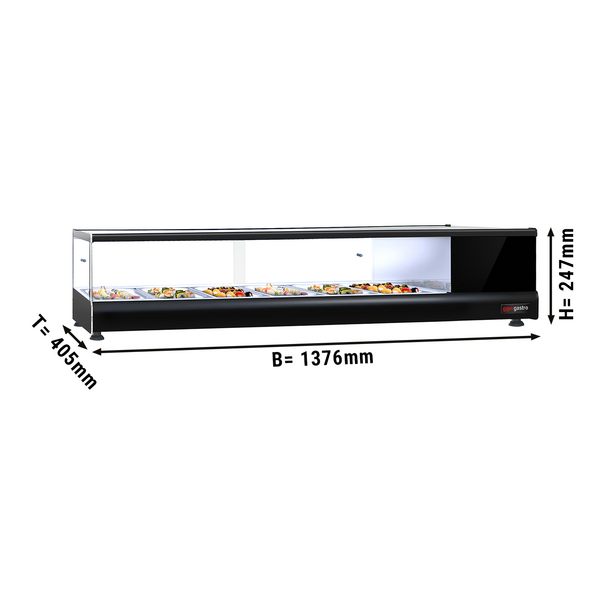 Tapas rashladna vitrina PREMIUM - 6x GN 1/3 - Crna boja 