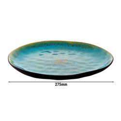 (4 pieces) LOTUS - Plates - flat - Ø 275mm - Turquoise/ Black