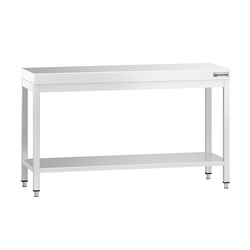 Mesa de trabalho PREMIUM - em Aço Inoxidável  - 1,4 m - com estrutura e prateleira de base