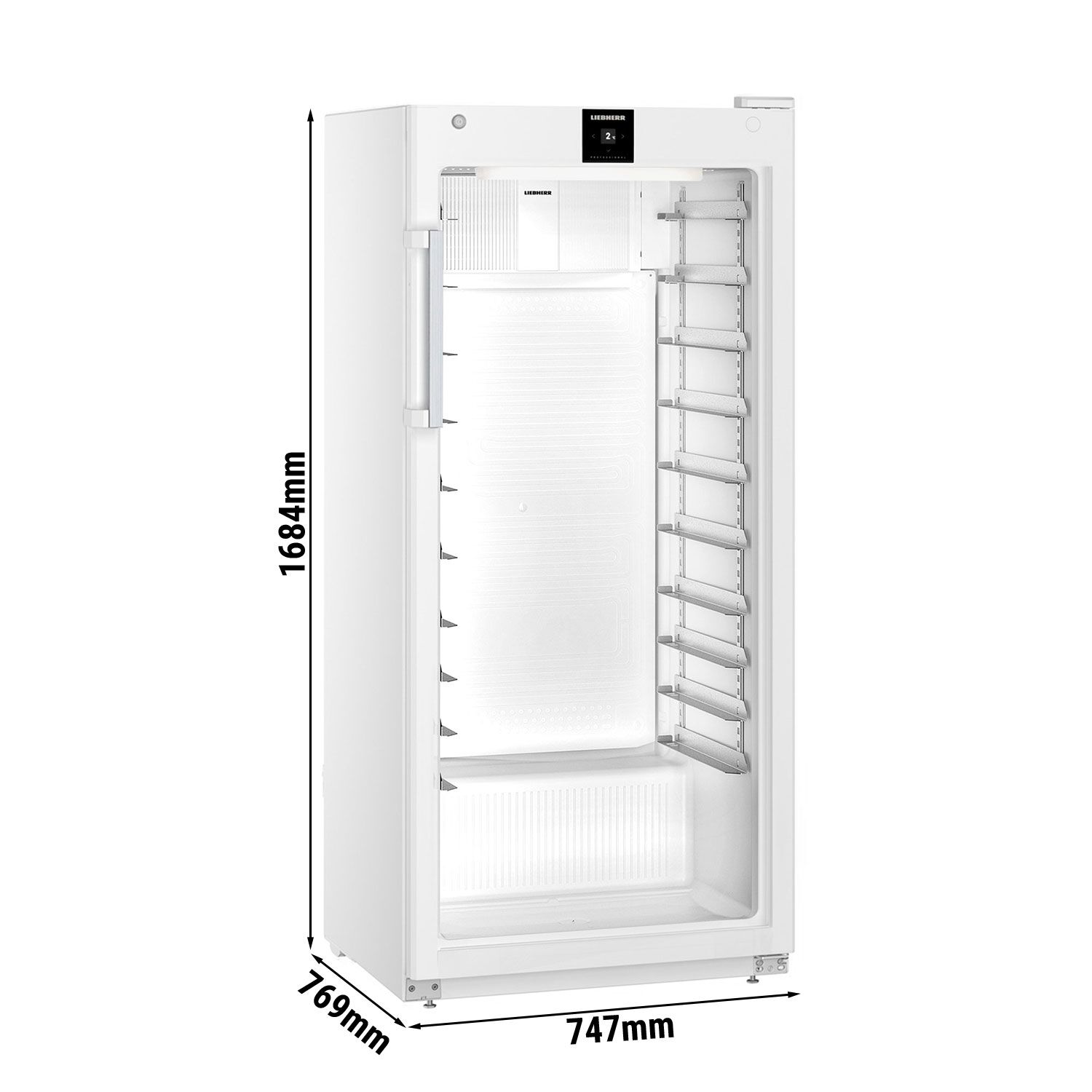 LIEBHERR | Réfrigérateur de boulangerie PERFORMANCE – EN 600 × 400 – 533 litres – intérieur en plastique – avec 1 porte vitrée – Blanc