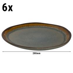(6 kpl) Davide - lautanen - litteä - kivitavara - Ø 280 mm - ruskea