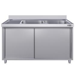 Armário para pia de aço inoxidável ECO - 1,4 m - 2 pias à direita - C 40 x L 40 x P 25 cm