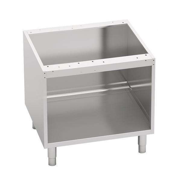 Nyitott alsó szekrény - 600x550x600 mm | 600-as - rozsdamentes acél | alaplappal | három oldalról zárt | állítható lábakkal