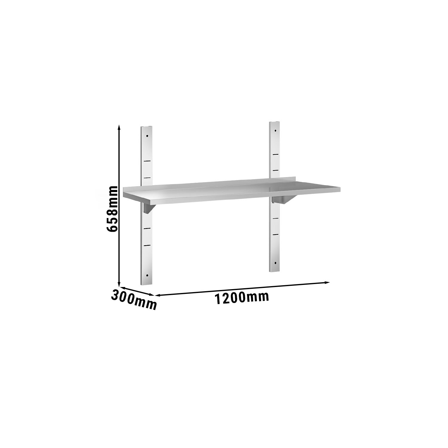 Étagère murale PREMIUM - 1200 x 300 mm - avec 1 niveau